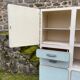 Vintage kitchen cabinet in blue Formica (sea green)