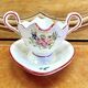 Old sauceboat earthenware Lunéville model lantern pink tulip