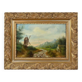 Huile sur Toile « Le Moulin » de N. Okolowicz – Début XXe