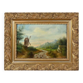 Oil on Canvas “The Mill” by N. Okolowicz – Early 20th Century