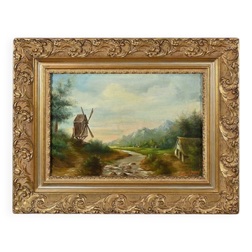 Oil on Canvas “The Mill” by N. Okolowicz – Early 20th Century