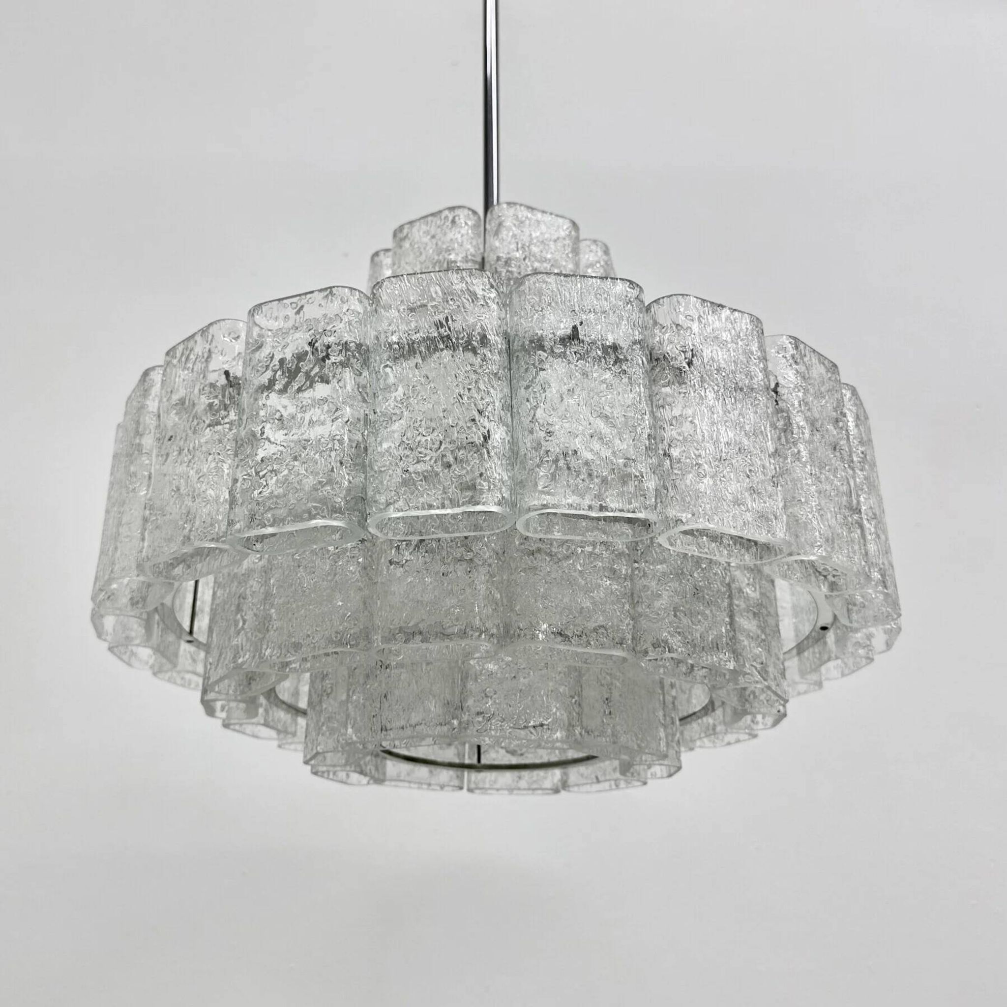 Mid-century design Doria Leuchten glass chandelier, 1970s