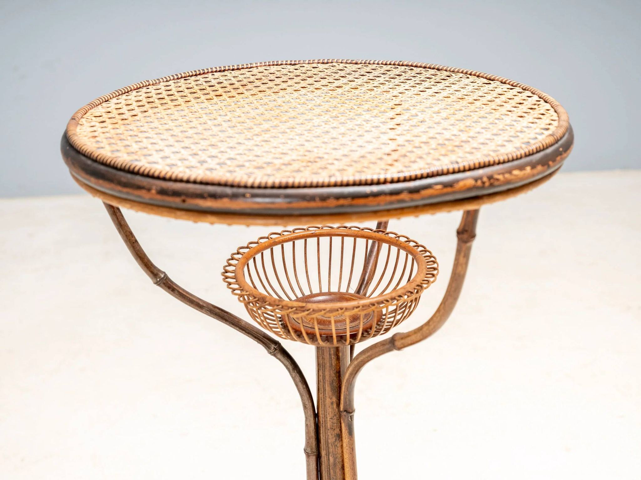 Art Nouveau bentwood & rattan pedestal table, Central Europe, c. 1900–1925