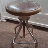 Adjustable leather seating workshop stool
