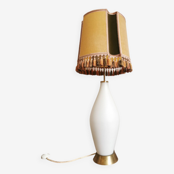 Large opaline and brass table lamp from the 60s
