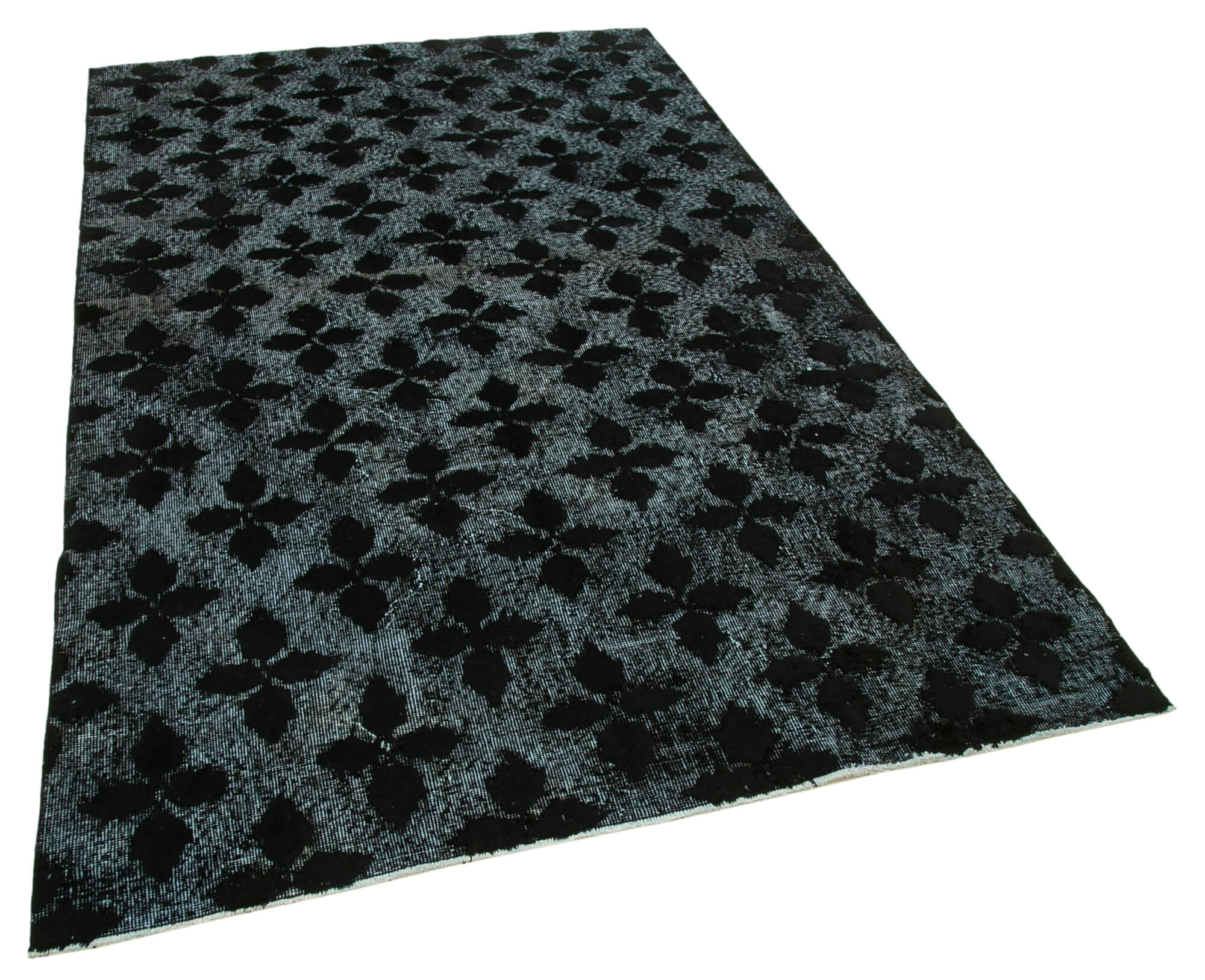 Hand-Knotted Bohemian Turkish 1980s 156 cm x 256 cm Black Carpet