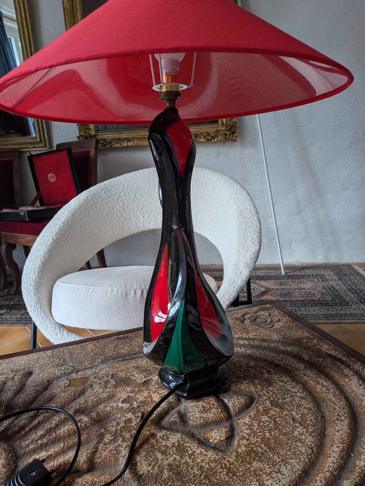 Large modernist lamp "Jamet Paris" in vintage ceramic