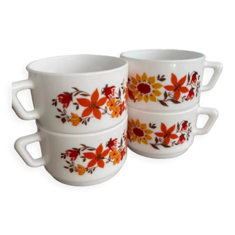 4 tasses Arcopal série flore