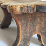 Old footstool in solid wood 19th century