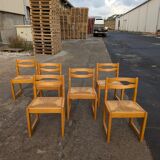 Set of 6 elm chairs from 1980.