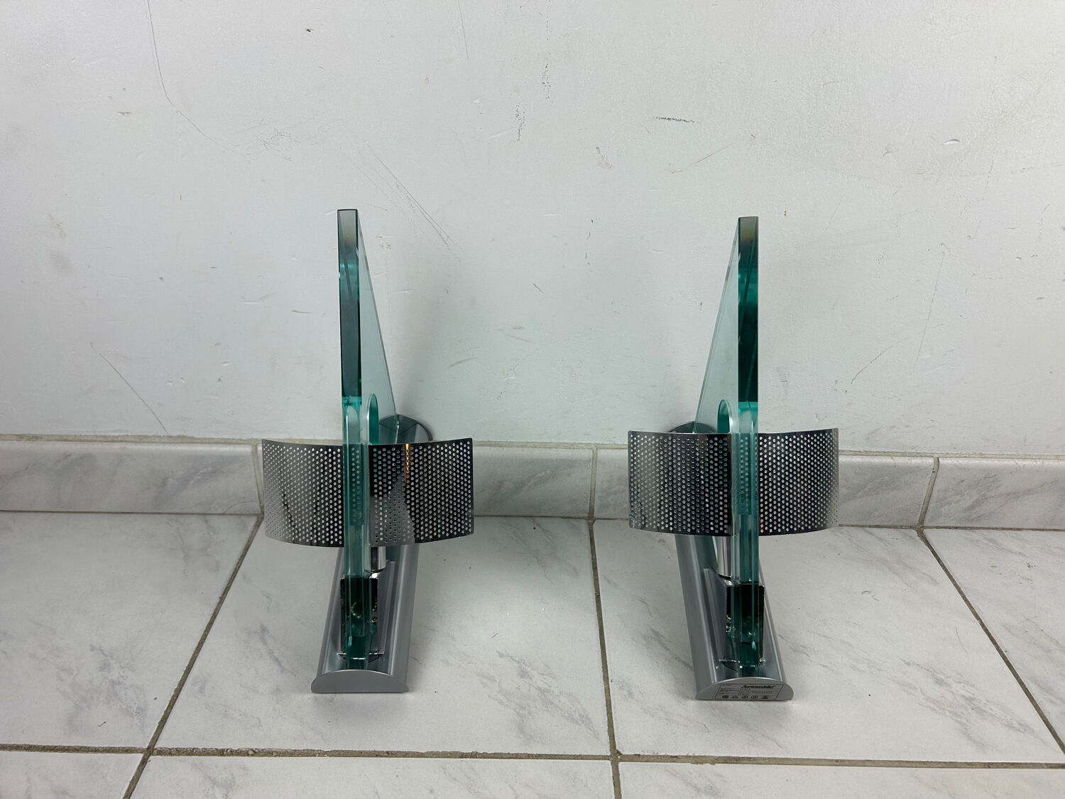 Vintage set Icaro wall lamps Carlo Forcolini Artemide