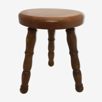 vintage solid wooden tripod stool