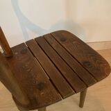 Set of 6 brutalist wooden chairs
