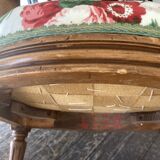 Nursing chair medallion Louis XVI 19th Sanderson chintz with flowers