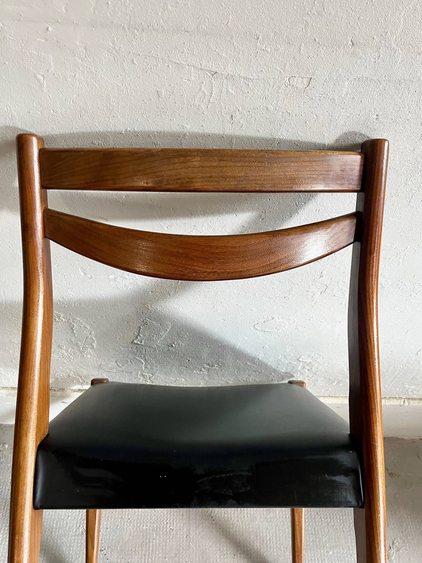 Scandinavian teak and faux leather chairs - set of 6