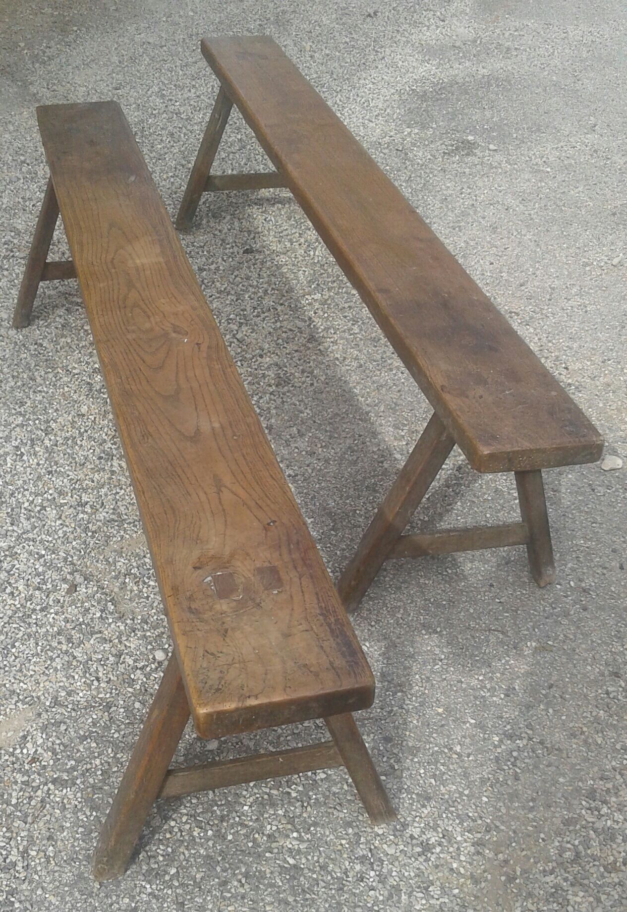 Oak benches (pair)