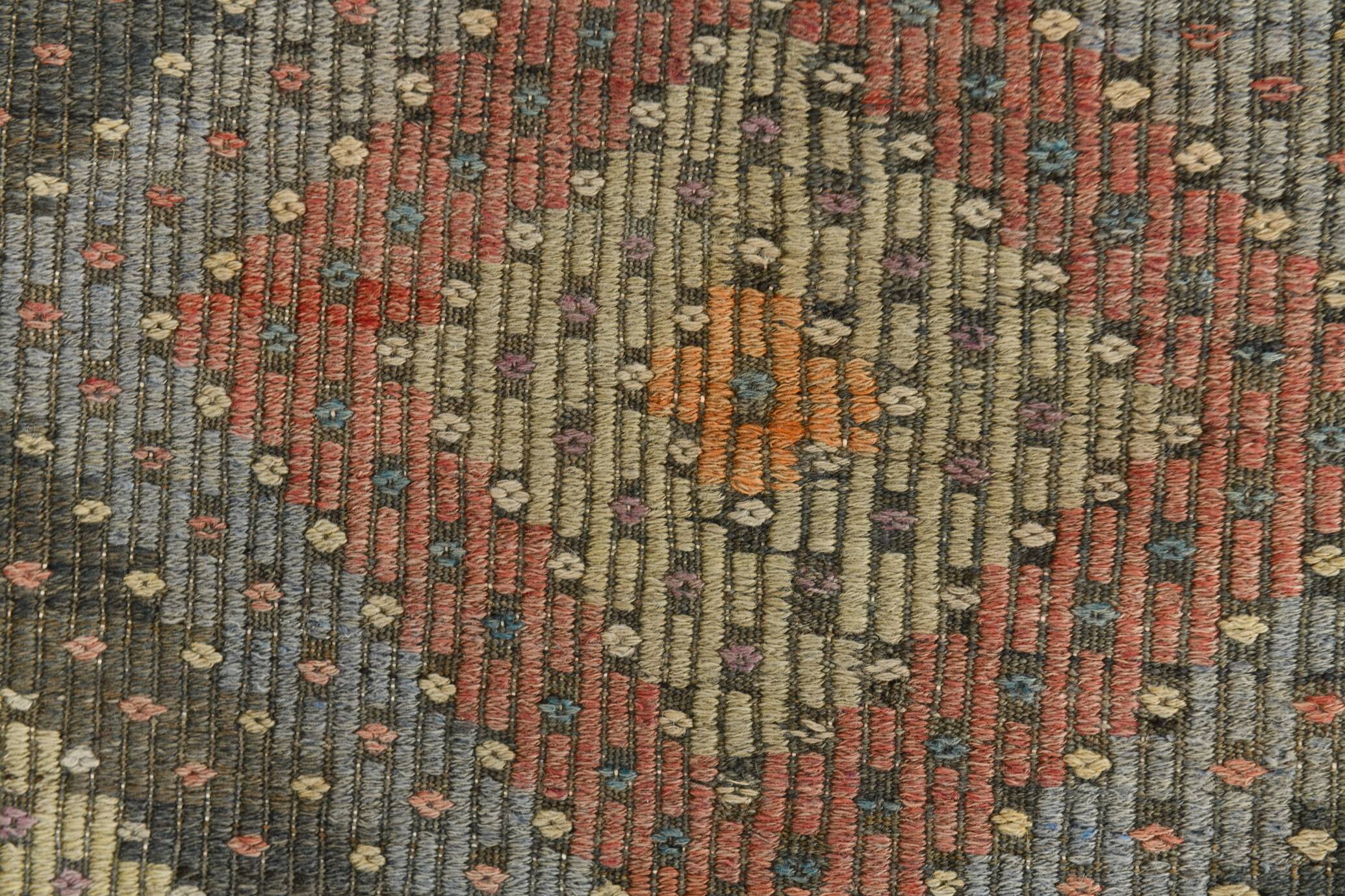 7x10 Kilim Grey Tons Living Room Wool Kilim Rug, 202x315Cm