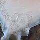 large sheet 2m25 x 3m, 19th-century Richelieu embroidery, monogrammed MG