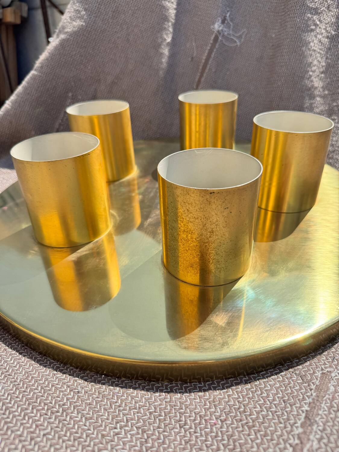 Minimalist 60s brass wall light with 5 sockets Beisl Leuchte, Germany