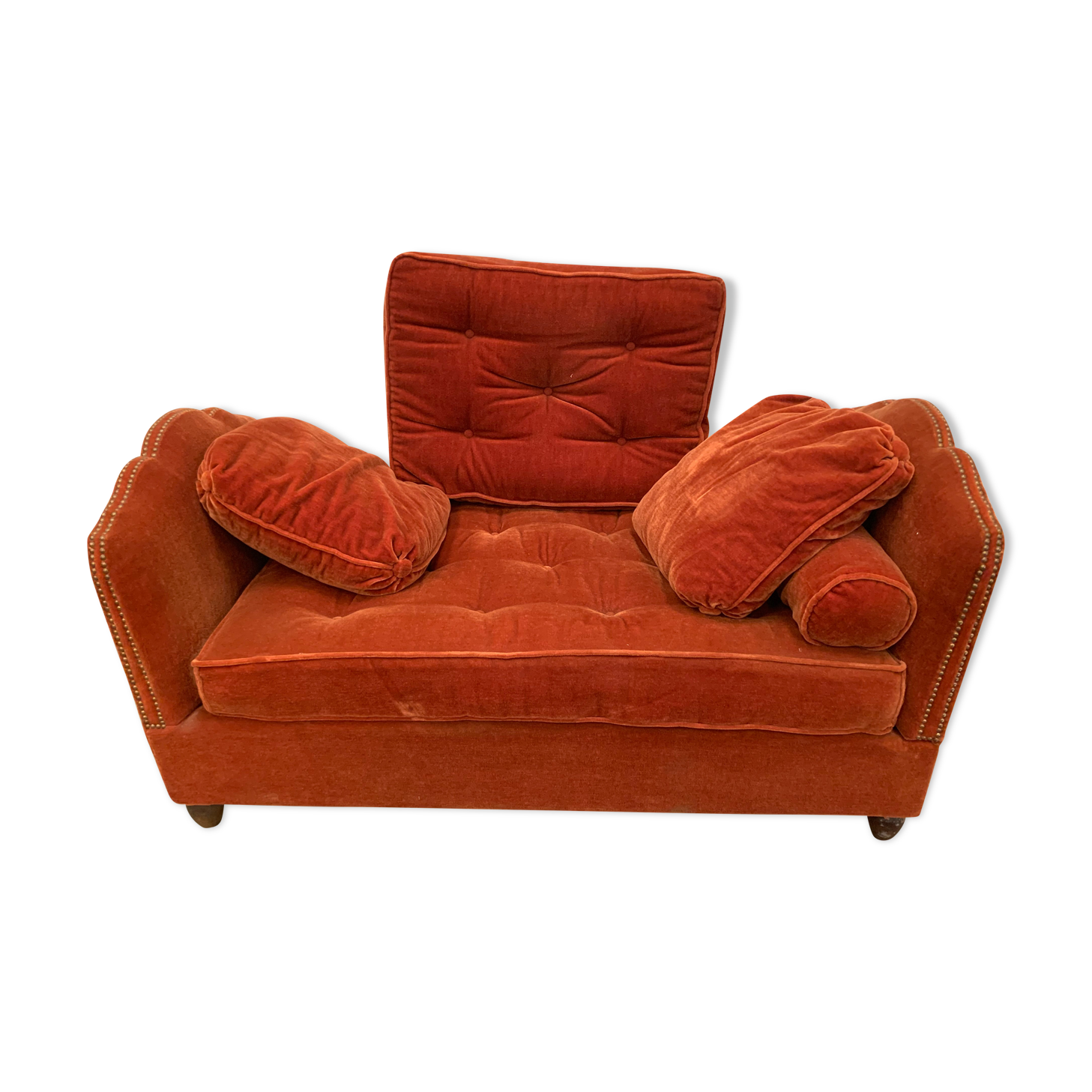 Art Deco velvet bench removable side XX century