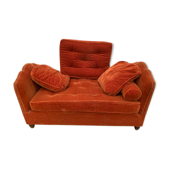 Art Deco velvet bench removable side XX century