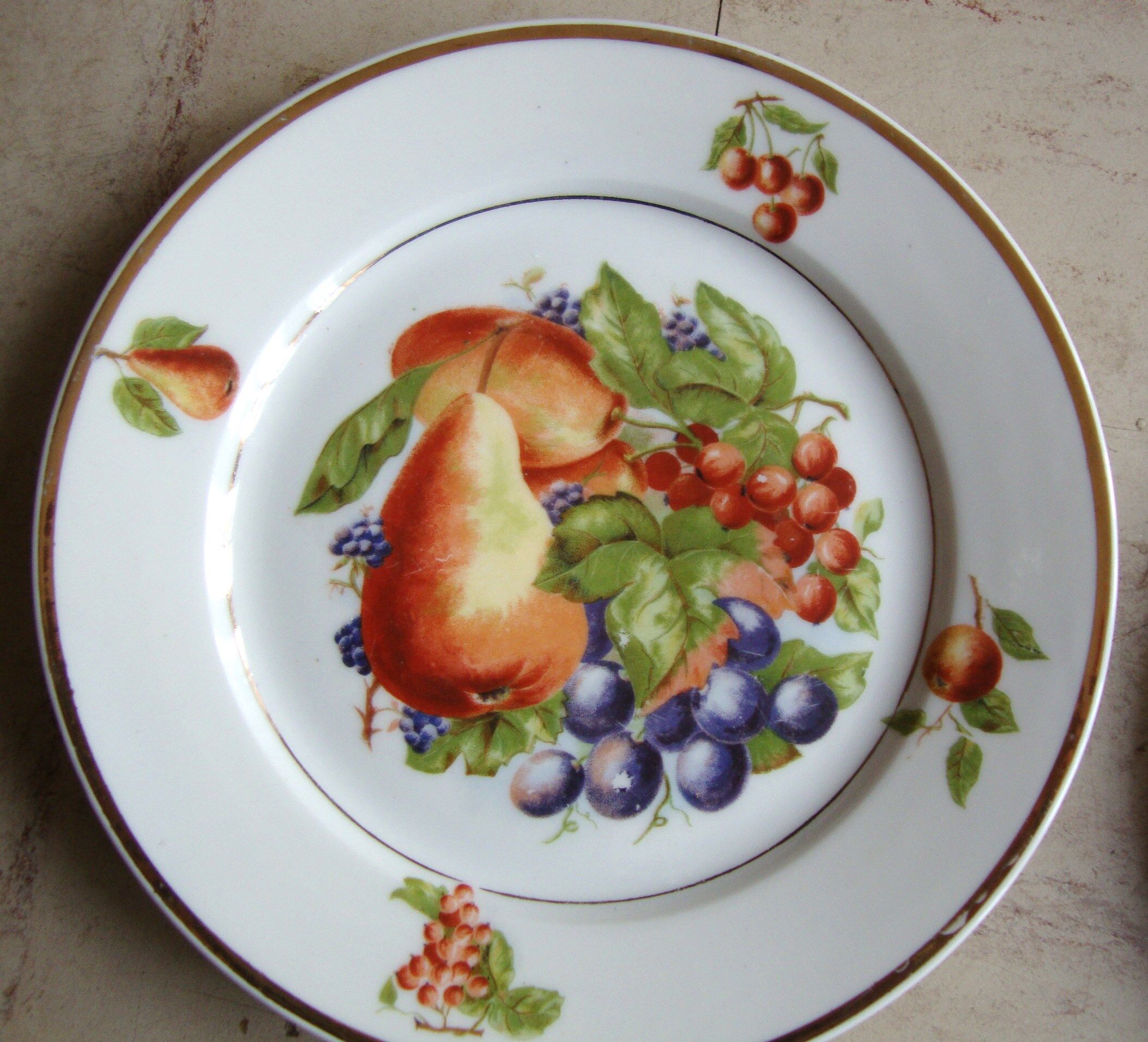 6 Fruit decorated plates Pillivyt France