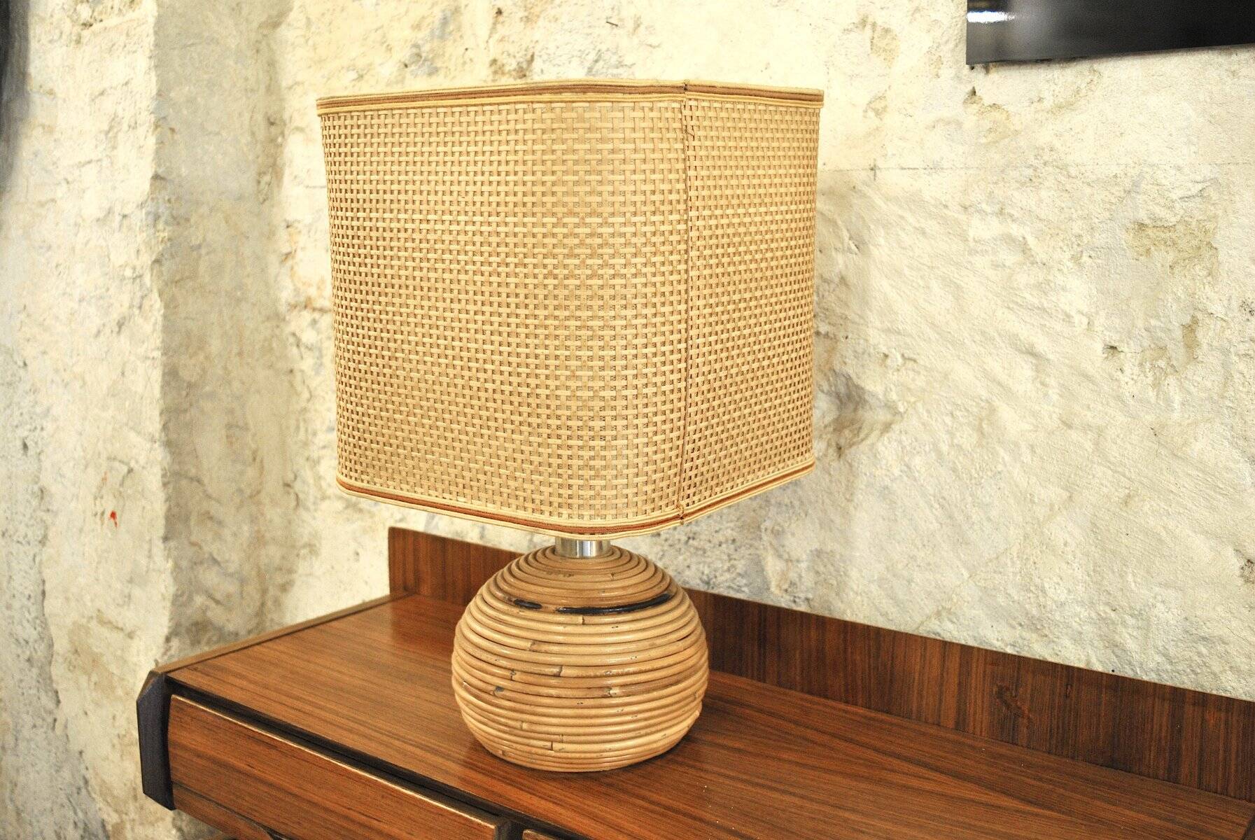 Wicker table lamp, Italy, 1960s