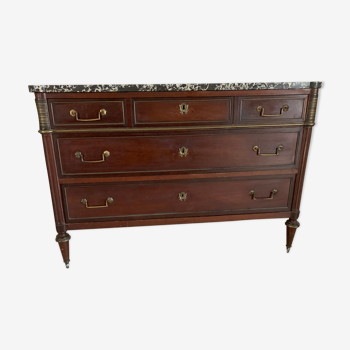 Mahogany dresser and Grey Marble Top Ste Anne, late 18th century