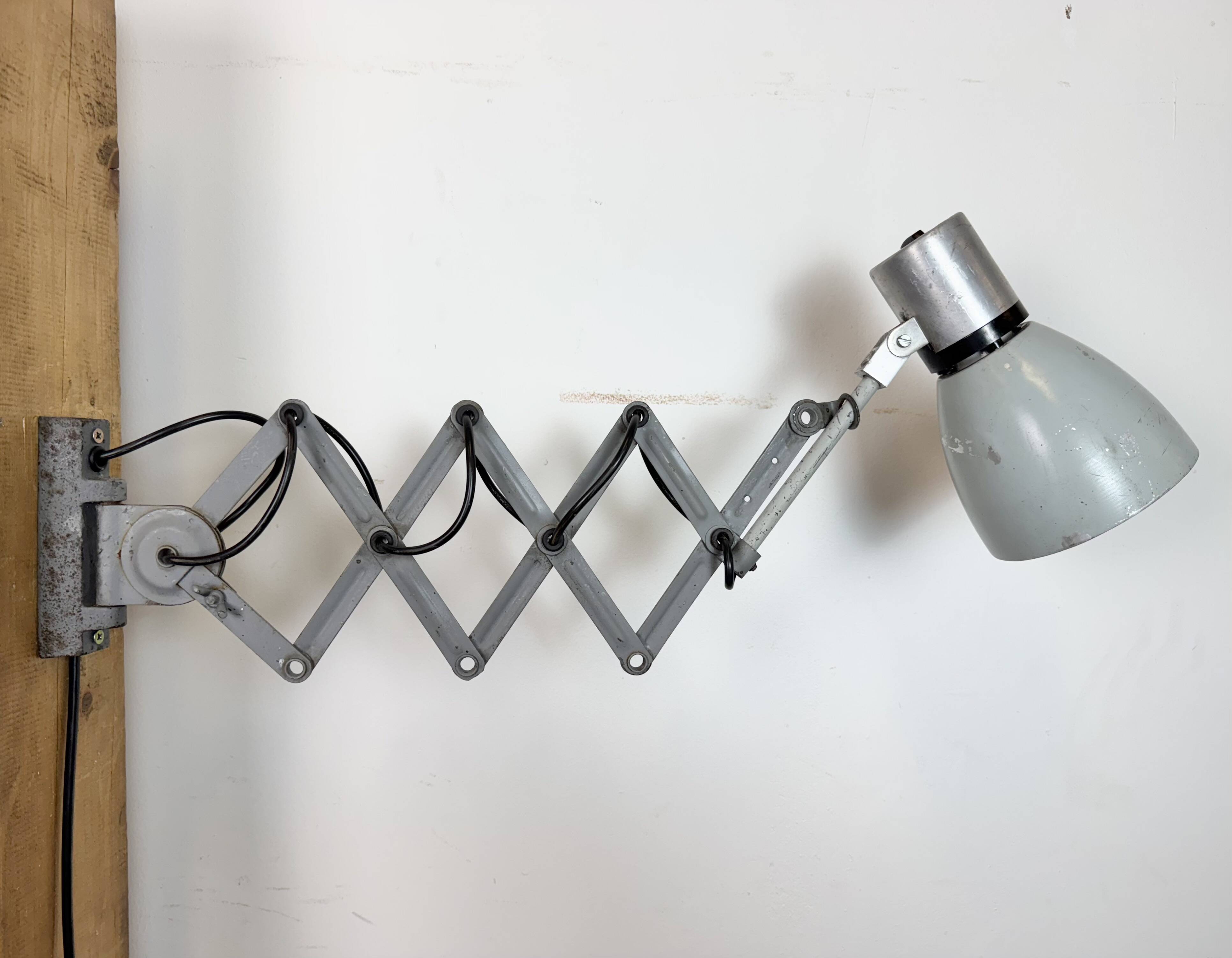 Industrial Grey Scissor Wall Lamp, 1960s