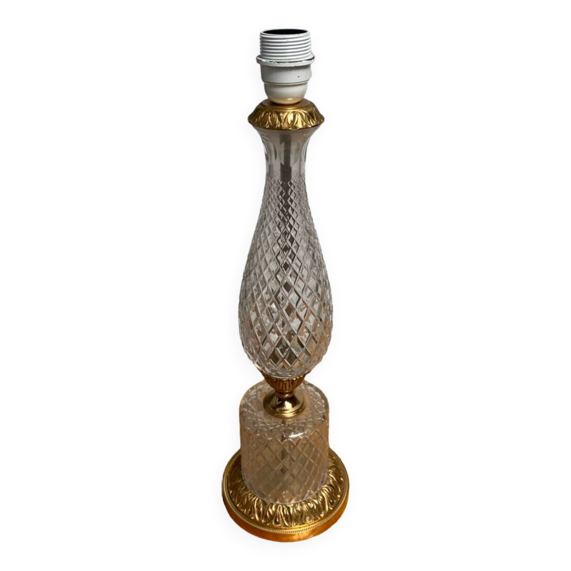 Glass table lamp with brass