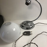 Antique articulated chrome lamp with opaline