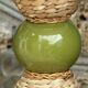 Large vintage sculptural lamp from the 60s/70s – olive green ceramic & very fine fibres.