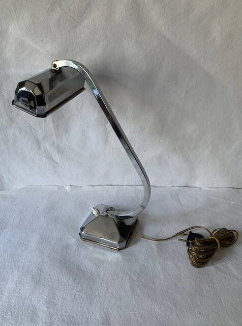 Art deco desk lamp in chrome metal, 1920