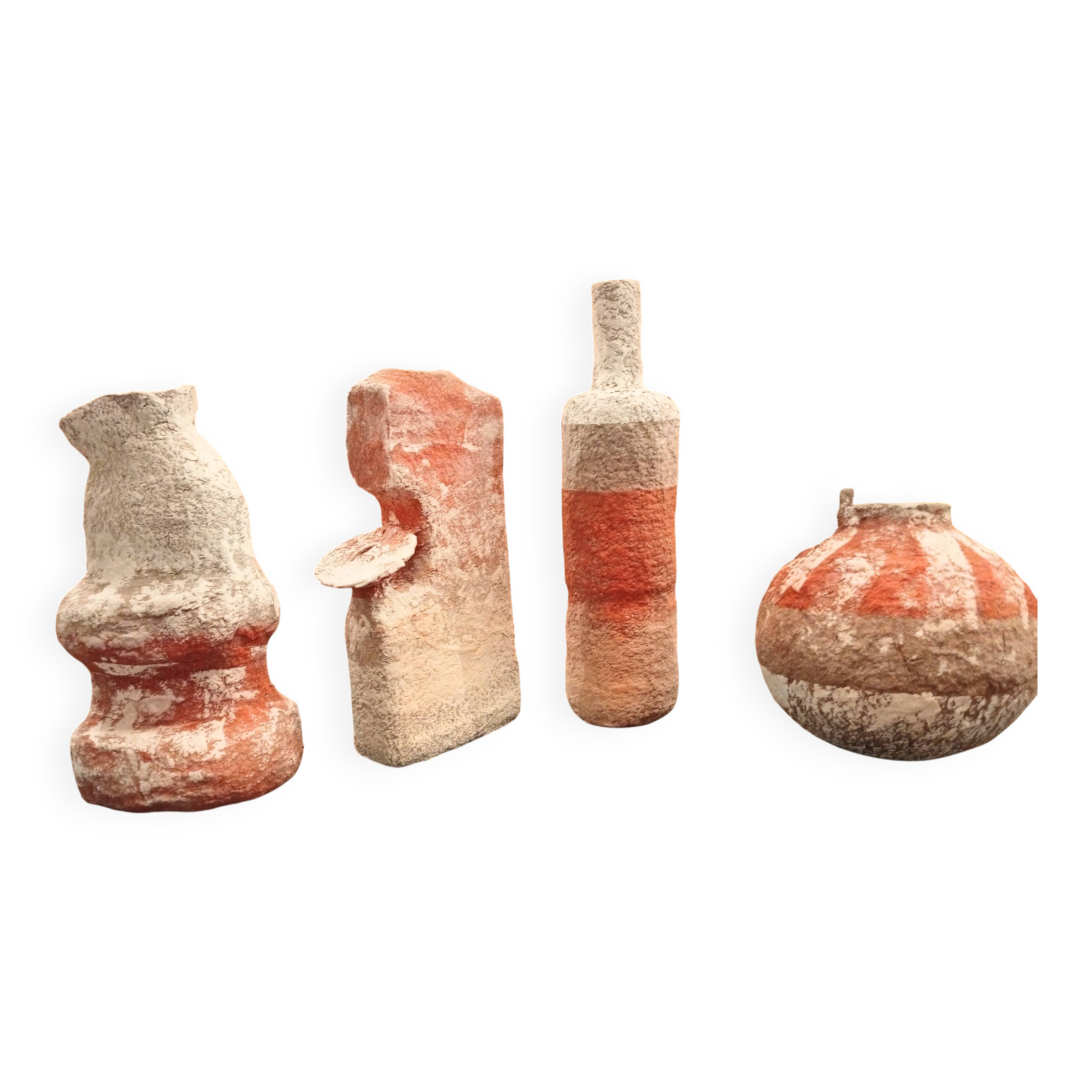 Set of 4 sculptural vases with a mineral Boho spirit - Wabi Sabi