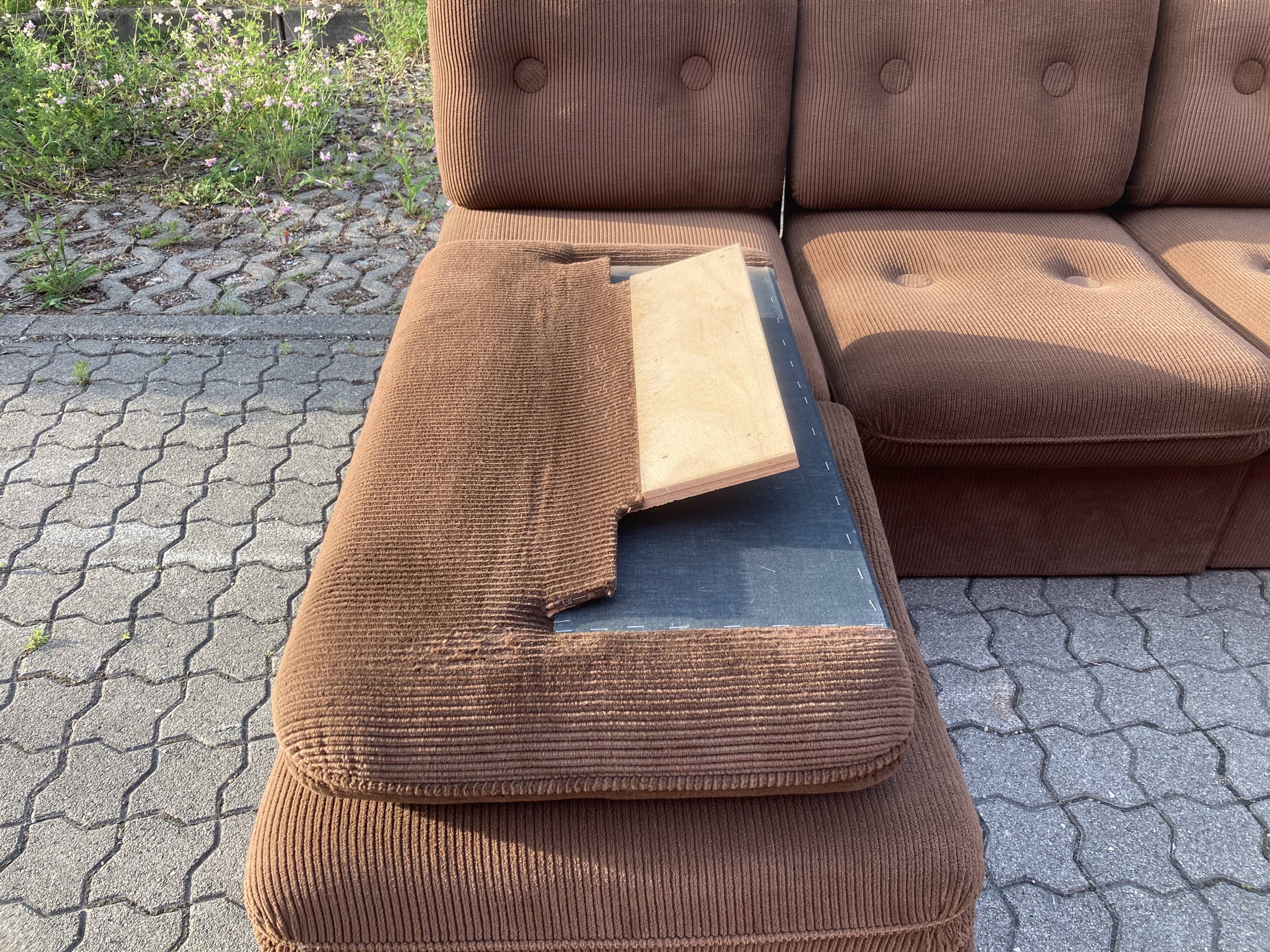 Vintage Modular Sofa in Brown Velvet Corduroy, 1970s