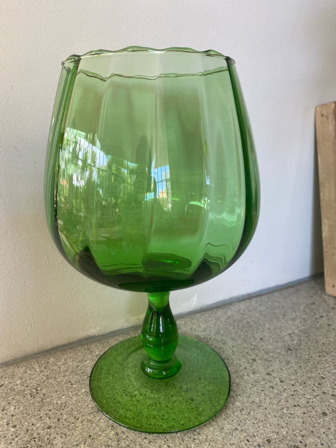 Green blown glass vase
