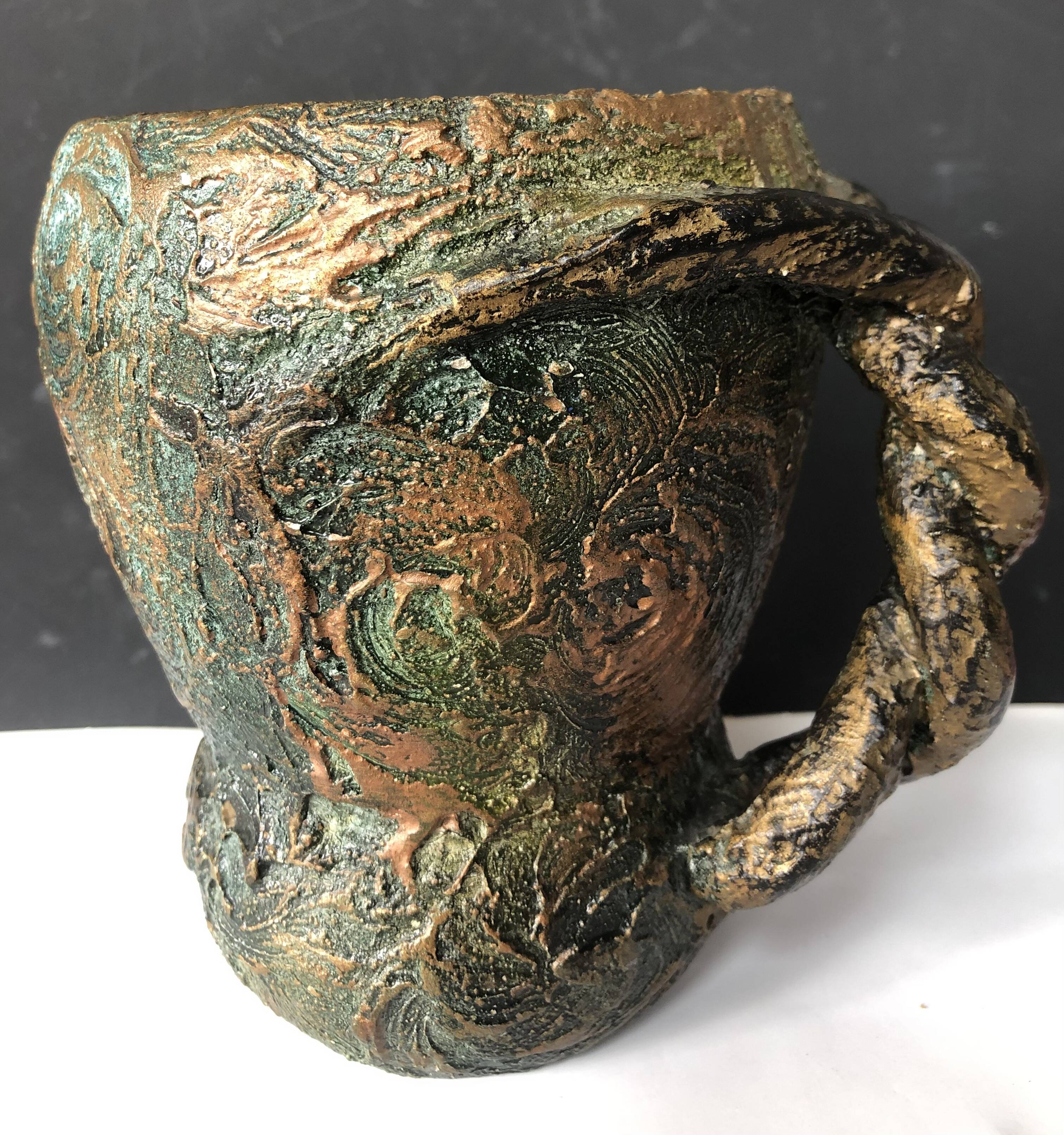 Starry Night pitcher vase with braided handle