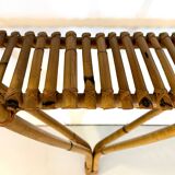 Bamboo and Formica Demilune Console Table with a Lower Shelf, Italy