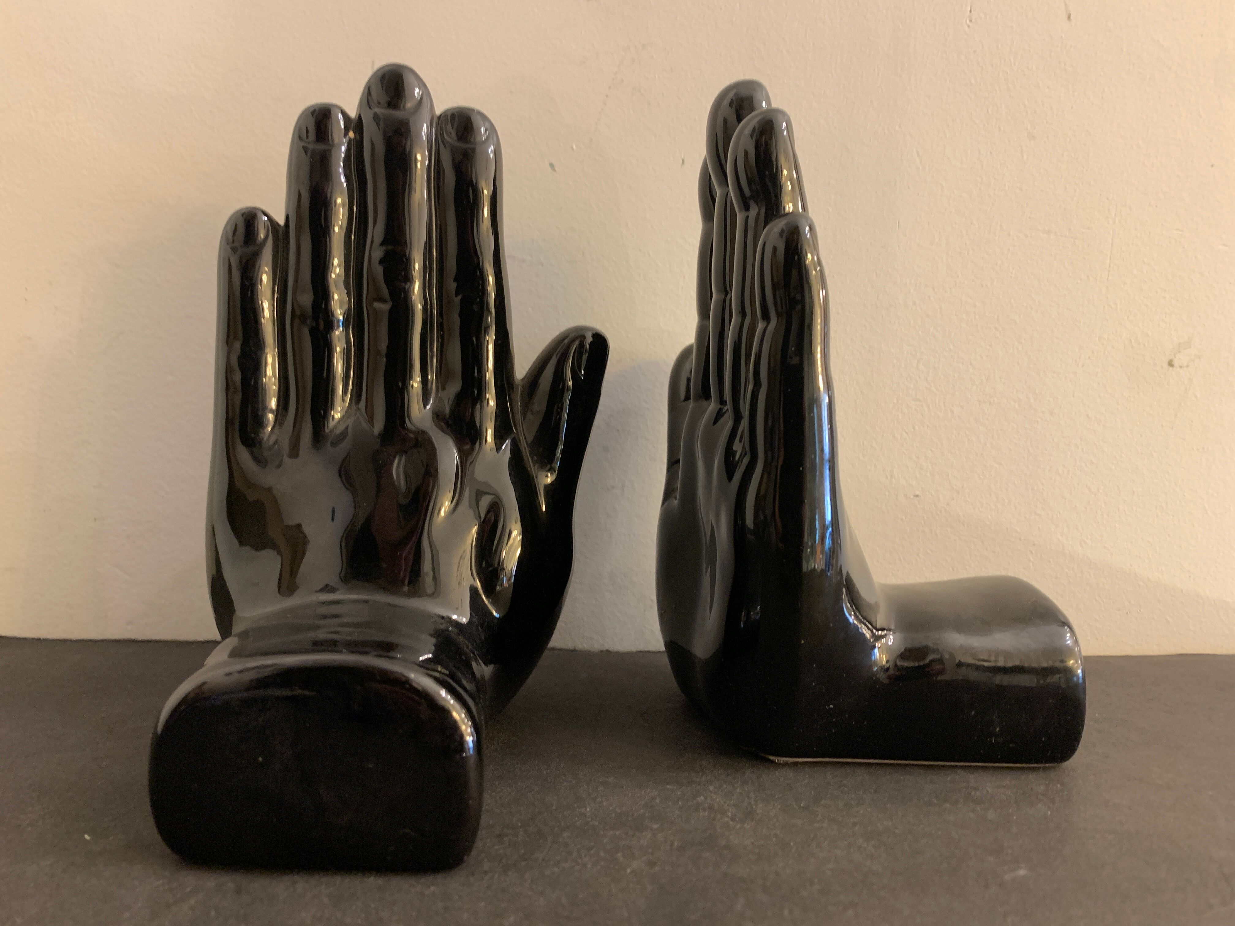 Pair of black ceramic hand book greenhouse, 1970, Netherlands