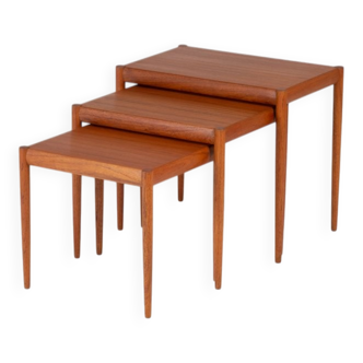 Nest of Tables in Teak, Denmark, 1960s, Set of 3