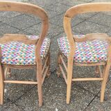 Pair of Louis Philippe walnut style chairs, reupholstered