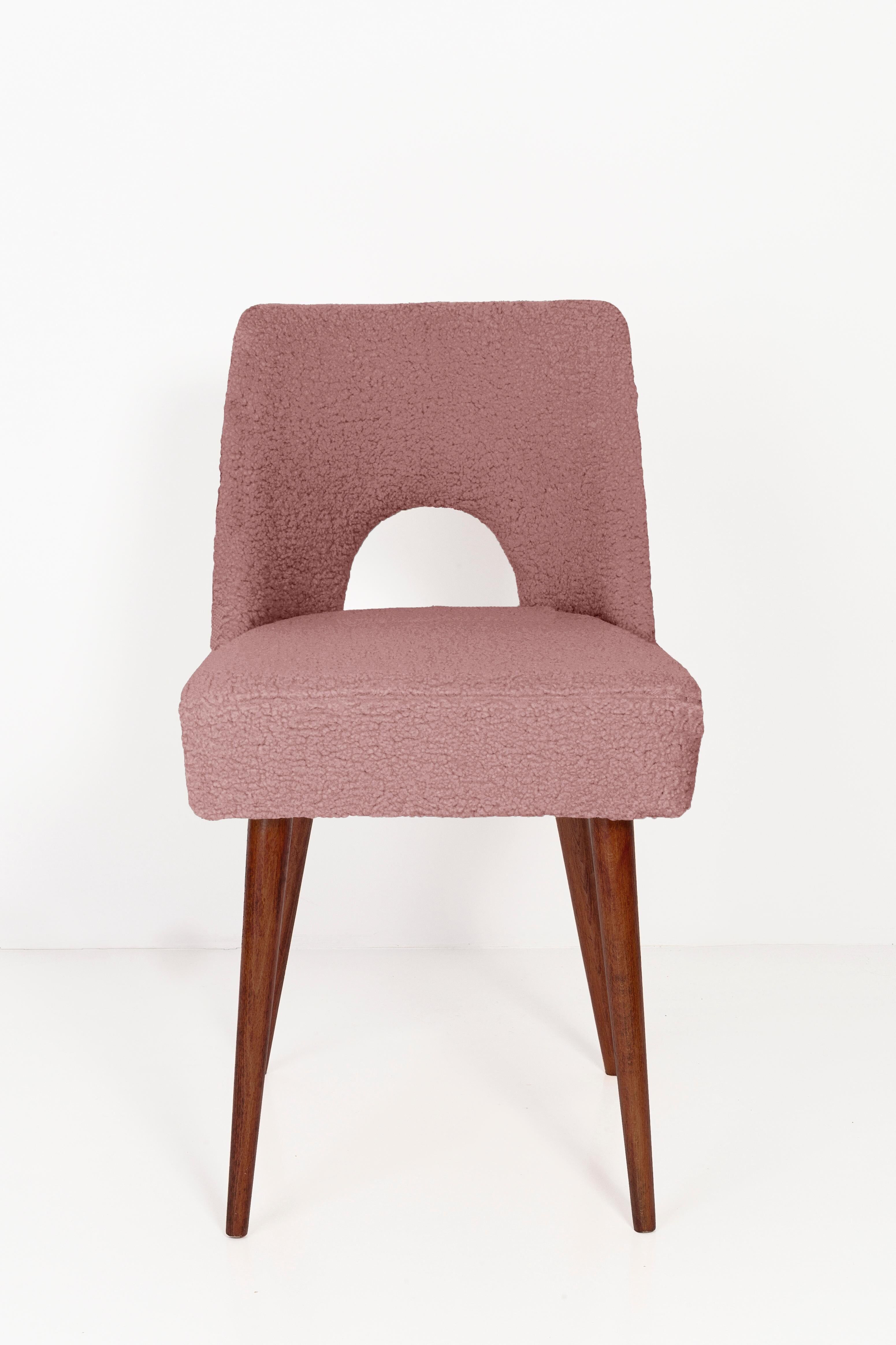 Shell chair in pink boucle, 1960s