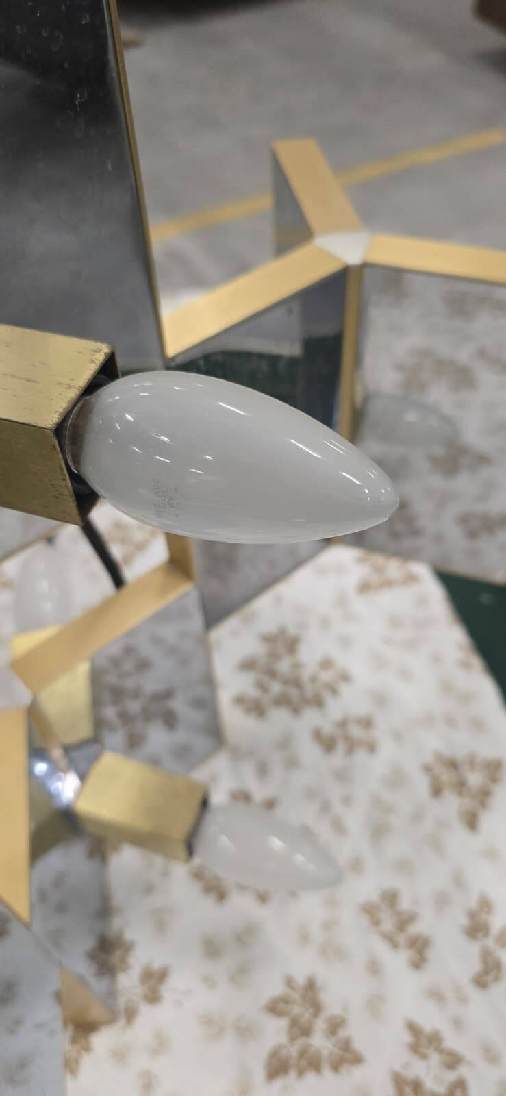 Ceiling lamp in chrome aluminium and brass, 1970