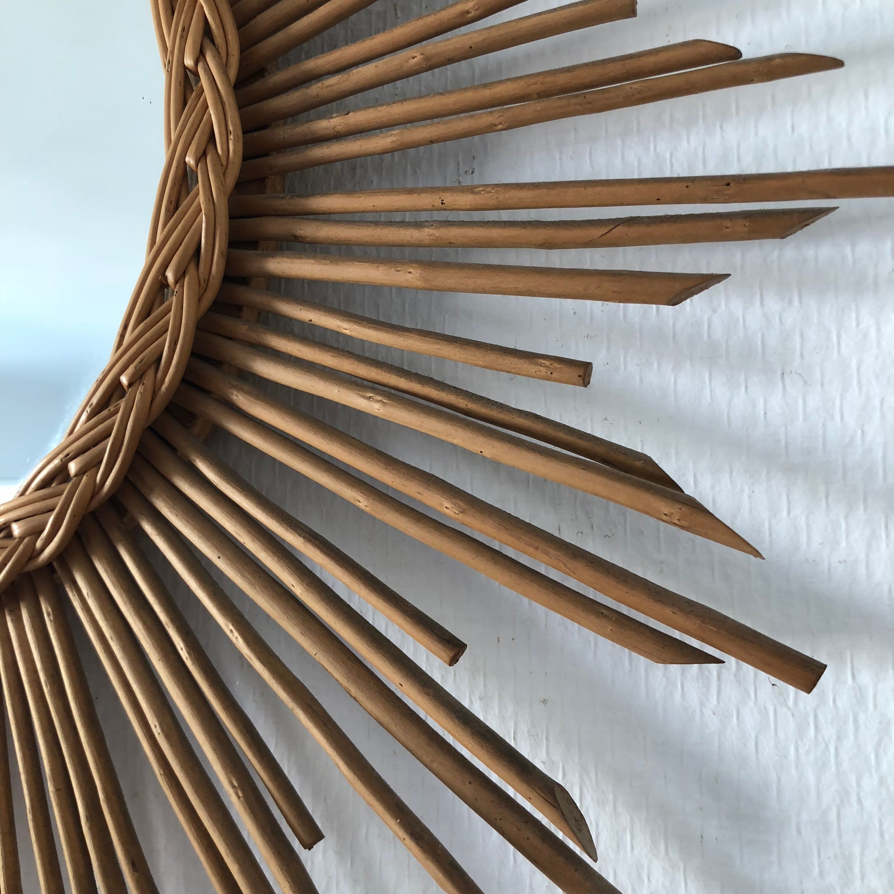 Rattan sun mirror 50x50cm 1960