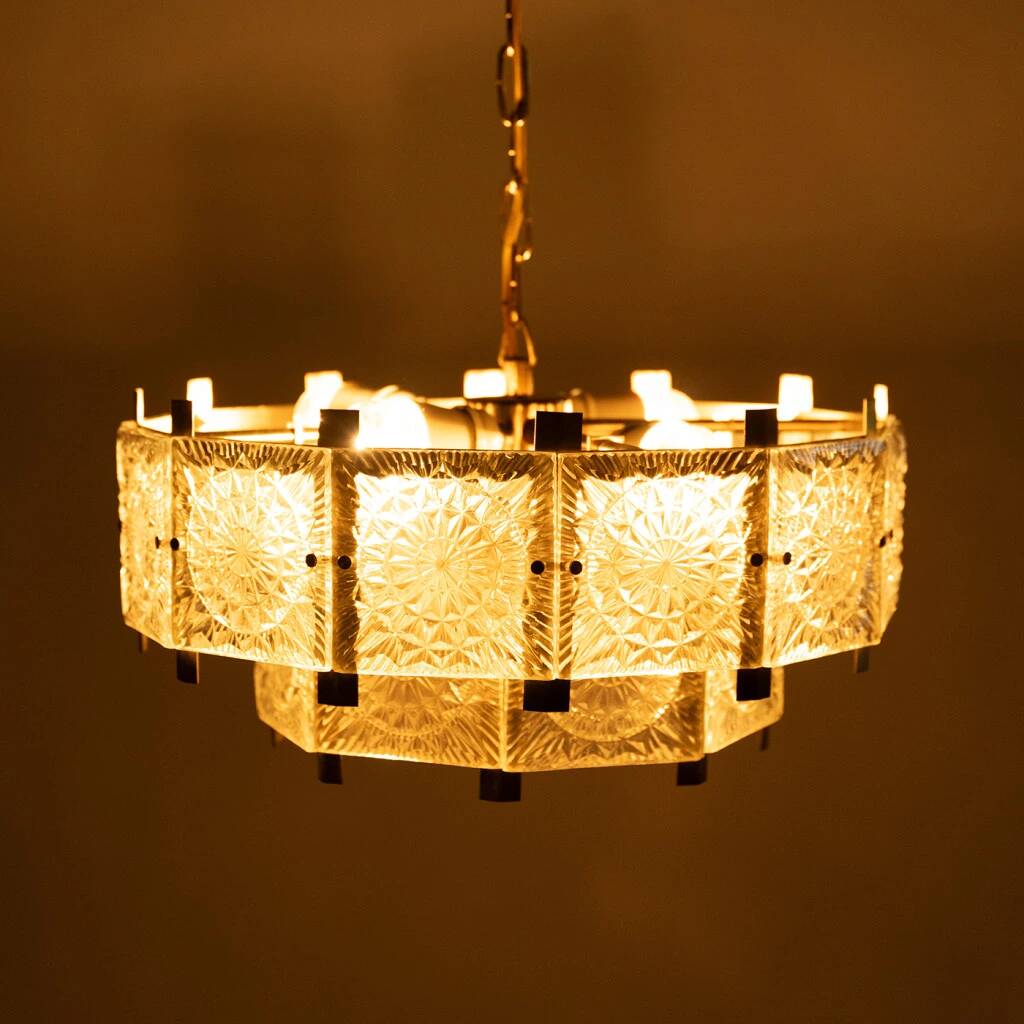 Glass chandelier by Jaroslav Bejvl