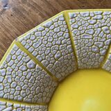 Ancien saladier, coupe à fruits - céramique jaune et blanc, vintage