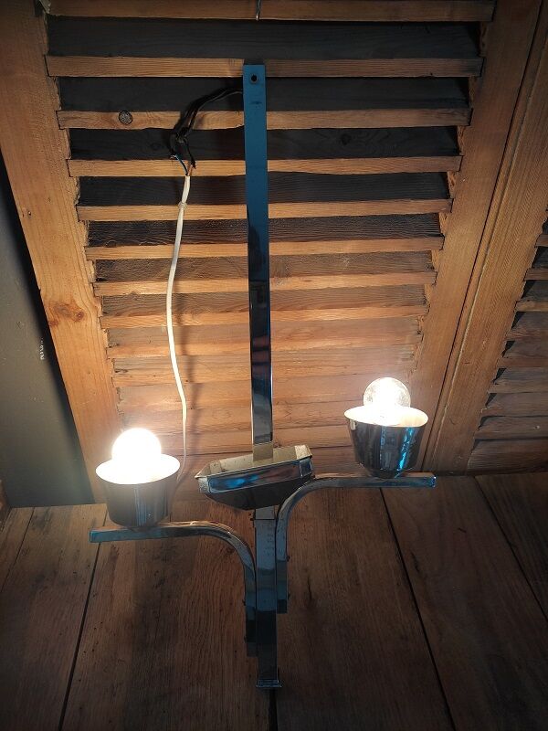 Chandelier support stainless steel globe tulip glass Clichy pink