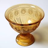 Mid-century Amber Honey Pedestal Bowl / Modern Vintage / Godinger / 1990s