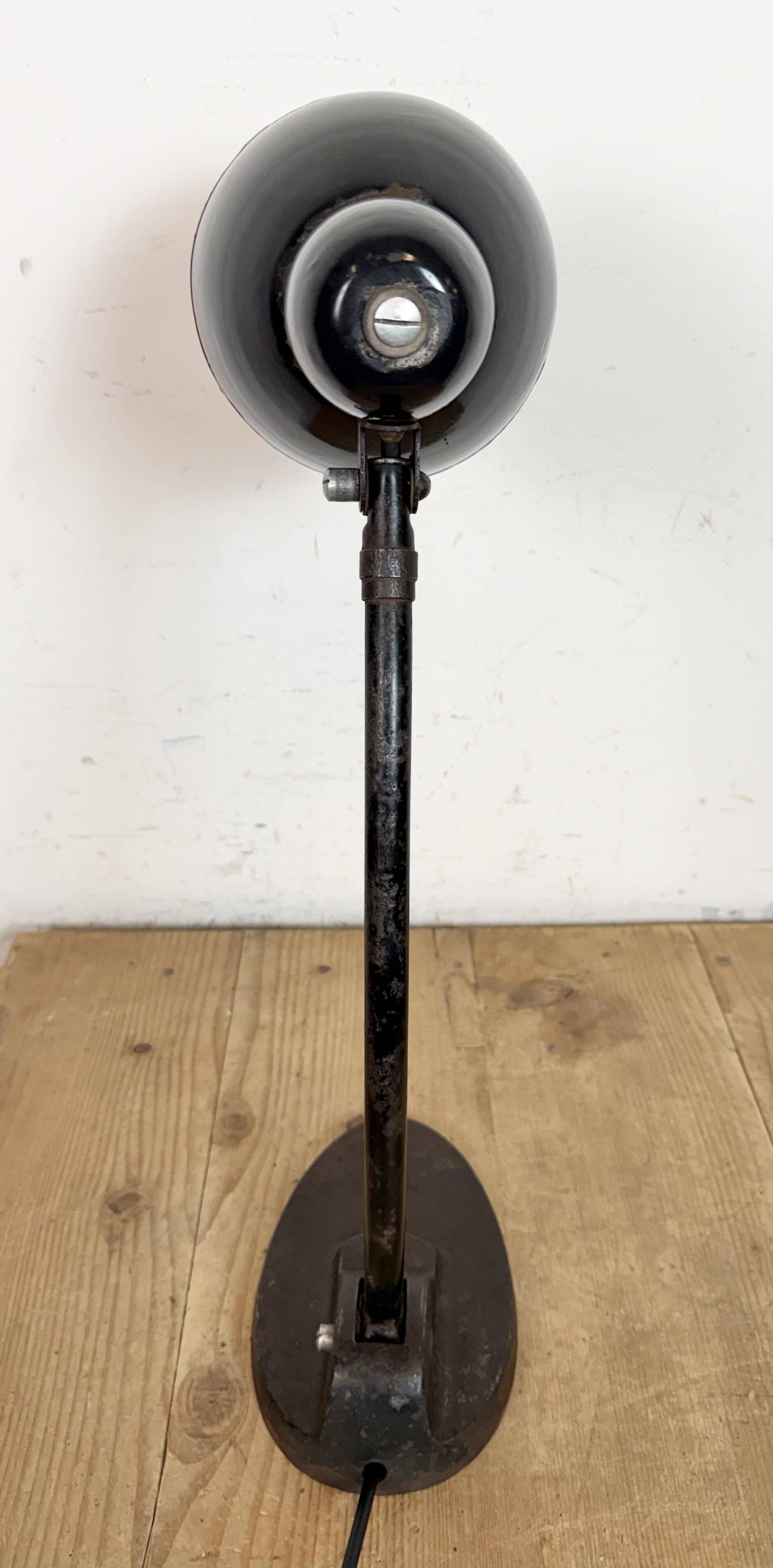 Industrial Black Enamel Bauhaus Desk Lamp, 1930s