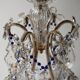 Italian Chandelier with Cobalt Blue Murano Glass Beaded Strings and Crysta